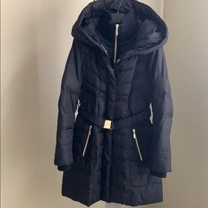 Belted puffer coat